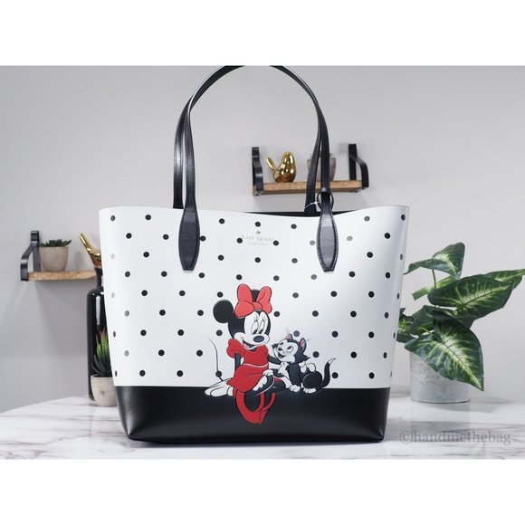 kate spade Handbags - NEW Kate Spade X Disney Minnie Mouse & Figaro Tote Bag White Polka Dot Leather